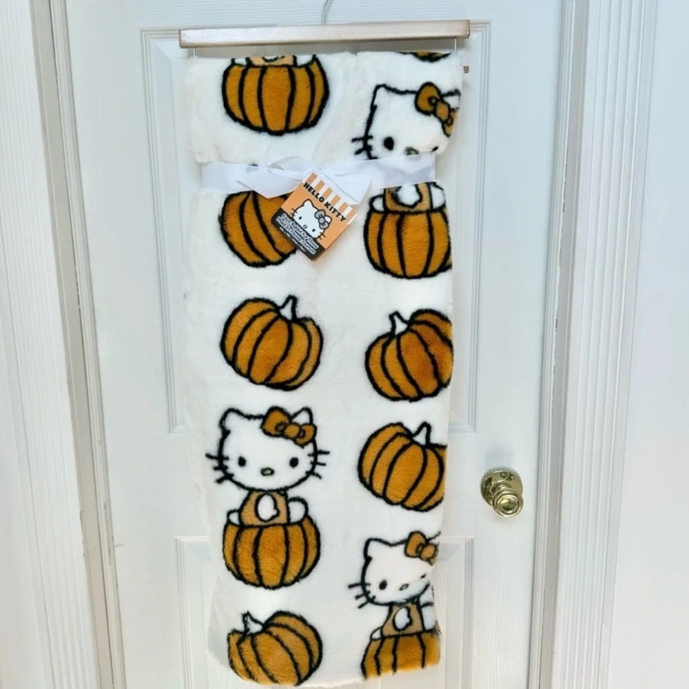Hello Kitty Faux Rabbit Fur Throw Blanket Viral Fall Pumpkins